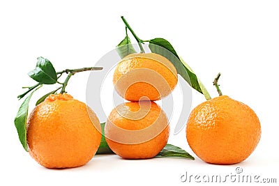 Mandarin with leaves Stock Photo