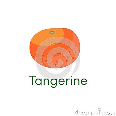 Mandarin and tangerine orange fruit icon. Cartoon citrus object isolated on a white background. Vector illustration Vector Illustration