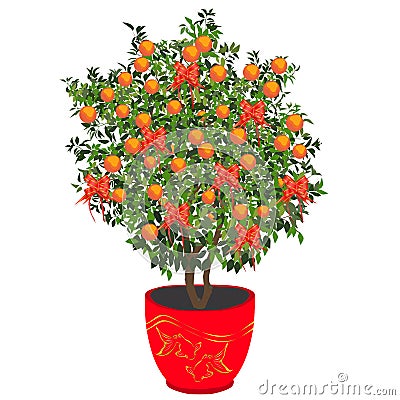 Mandarin Tree for Chinese New Year Vector Illustration