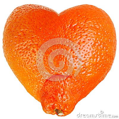 Mandarine as a heart Stock Photo