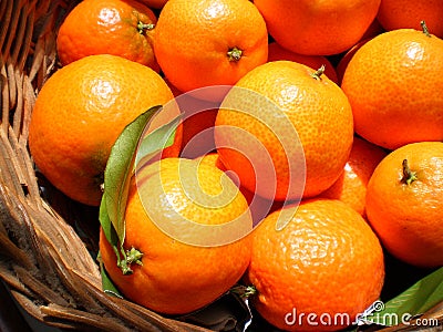 Mandarines in a basket Stock Photo