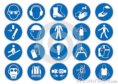 Mandatory sign DIN 7010 vector collection isolated on white background Stock Photo