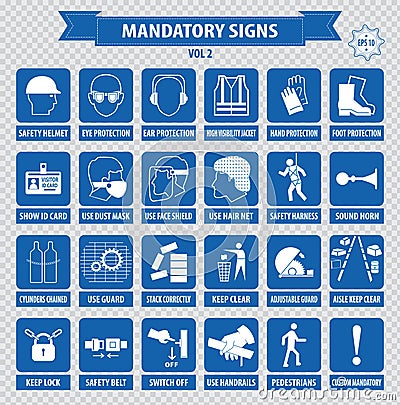 Mandatory signs, construction health, safety sign used in industrial applications Stock Photo