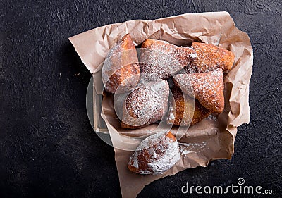 Mandazi is a slightly sweet East African Street Food. top view from above Stock Photo