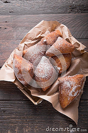 Mandazi is a slightly sweet East African Street Food. top view from above Stock Photo