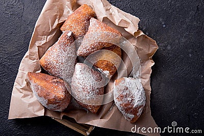 Mandazi is a slightly sweet East African Street Food. top view from above Stock Photo