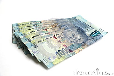 Mandela on a pile of South african hundred rand note Editorial Stock Photo