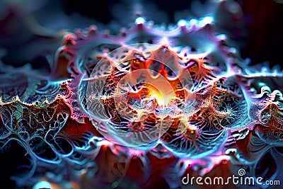 mandelbrot set hologram a fractal generated by a simple mathemat Stock Photo