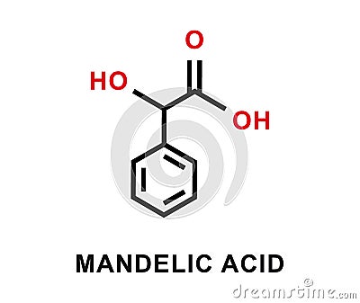Mandelic acid chemical formula. Mandelic acid chemical molecular structure. Vector illustration Vector Illustration