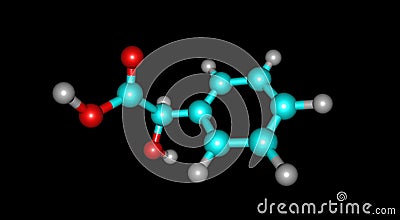 Mandelic acid molecular structure isolated on black Cartoon Illustration