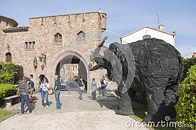 Elephant sculpture made of used tire Editorial Stock Photo