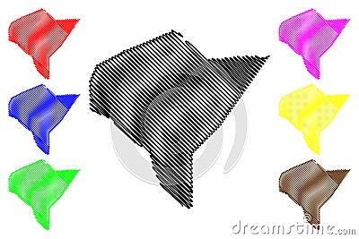 Mandera County Republic of Kenya, North Eastern Province map vector illustration, scribble sketch Mandera map Vector Illustration
