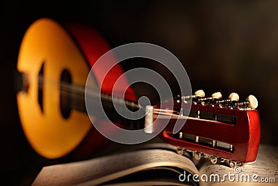 mandolin with musical score Stock Photo