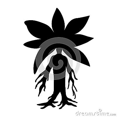 Mandragora plant silhouette ancient mythical fantasy Vector Illustration