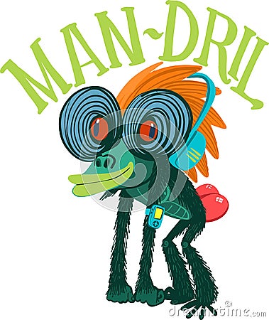 Mandril is a fan of good music and clubbing Vector Illustration