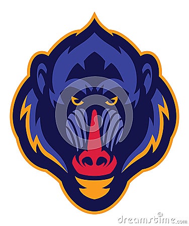 Mandrill monkey head mascot Vector Illustration