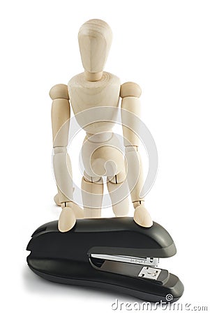 Manequin with stapler Stock Photo