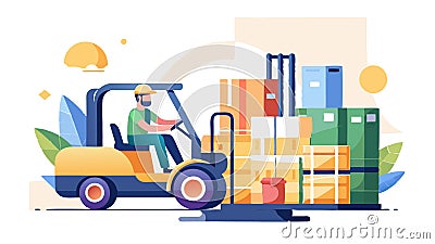 Maneuvers forklifts to efficiently load, unload, and stack materials in storage areas Stock Photo