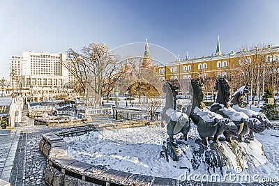 Manezh Square in Moscow. winter sunny day Stock Photo