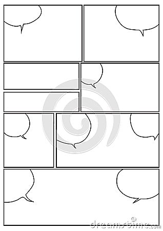 Manga storyboard layout with bubbles line Vector Illustration