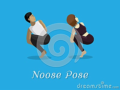 Manga Style Cartoon Yoga Noose Pose Vector Illustration