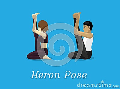 Manga Style Cartoon Yoga Heron Pose Vector Illustration