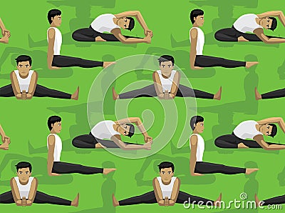 Manga Yoga Man Cartoon Seated Forward Bend Background Wallpaper Vector Illustration