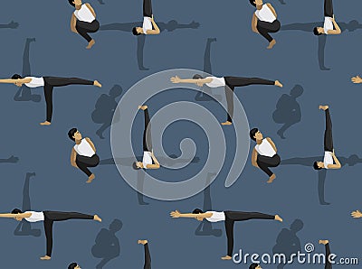 Manga Yoga Man Noose Pose Background Seamless Wallpaper Vector Illustration