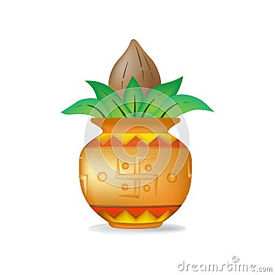 Mangal Kalash with Coconut Vector Illustration