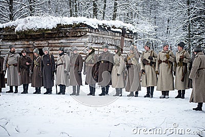 Mangali, Latvia, Museum of Lozmetejkalns, January 9, 2016 - Reenactment of world war two battle in Latvia Editorial Stock Photo