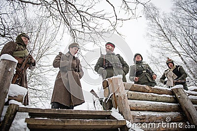 Mangali, Latvia, Museum of Lozmetejkalns, January 9, 2016 - Reenactment of world war two battle in Latvia Editorial Stock Photo