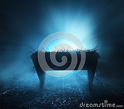 Manger at night Stock Photo