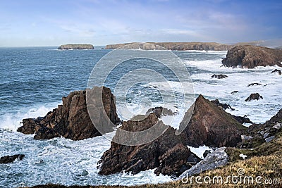 Mangersta Sea Stacks, Isle of Lewis, Outer Hebrides, Scotland Stock Photo