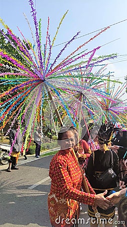 Manggar, colorful decoration looks like coconut tree. Editorial Stock Photo