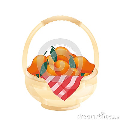 manggo in basket illustration vector Vector Illustration