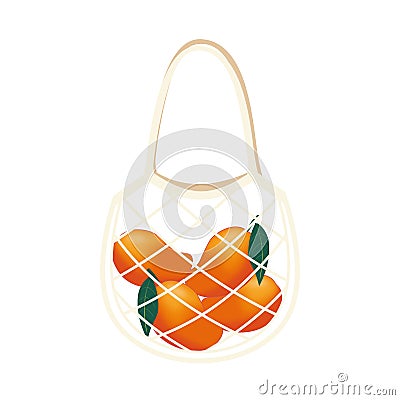 manggo in a mesh bag or string bag Vector Illustration