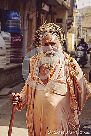 Mango Baba Sadhu holy man in Puskar city Editorial Stock Photo