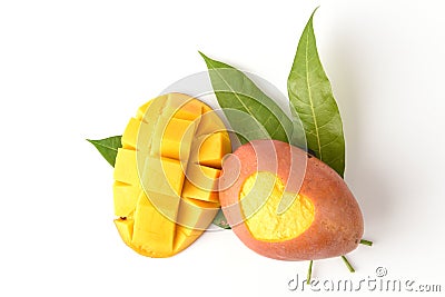 Mango carved heart. Stock Photo