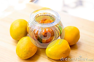 Mango and mango chutney delicious Stock Photo