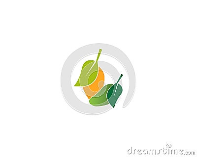 Mango flat image logo vector template illustration design Cartoon Illustration