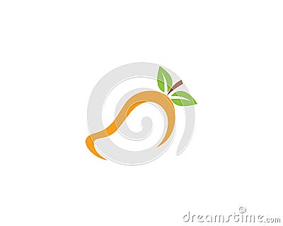 Mango in flat style. Mango vector logo. Mango icon Vector Illustration