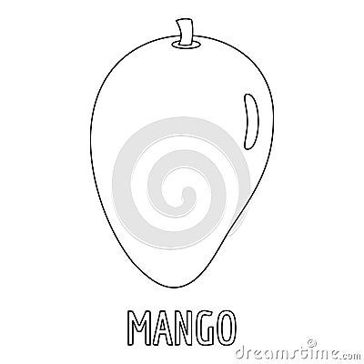 Mango icon, outline style. Cartoon Illustration