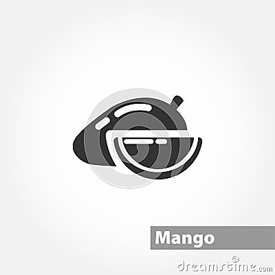 mango isolated solid icon on white background Vector Illustration