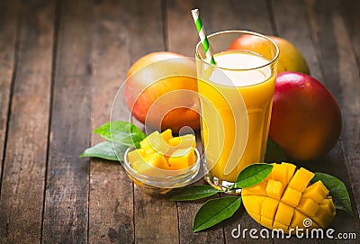 Mango juice in the glass Stock Photo