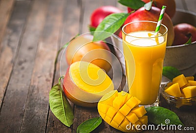 Mango juice in the glass Stock Photo