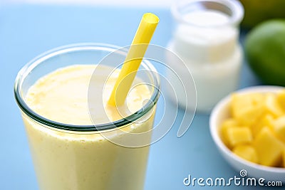 Mango lassi smoothie drink. Stock Photo