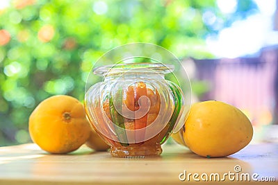 Mango and mango chutney Stock Photo