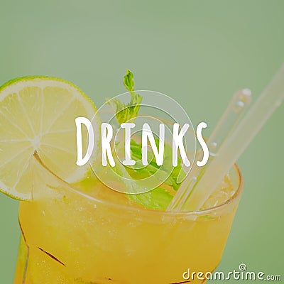 Mango mojito on the wooden pier. Concept of luxury tropical vacation. Classic cocktail. Drinks wording Stock Photo