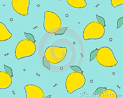 Mango Pattern And Mint Background Vector Illustration