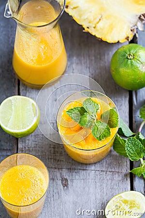 Mango with Pineapple smoothie Stock Photo